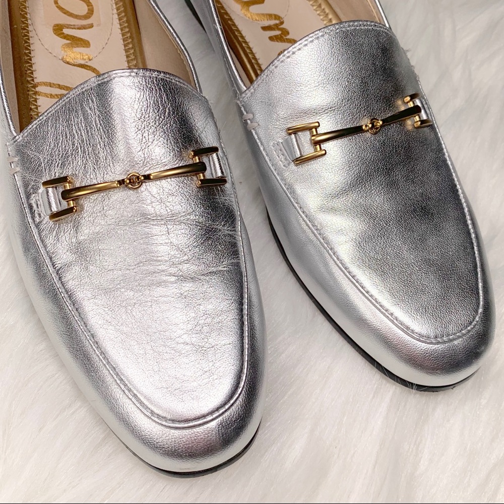 SOLD-Sam Edelman Metallic Leather Slip On Loafer - Picture 3 of 7